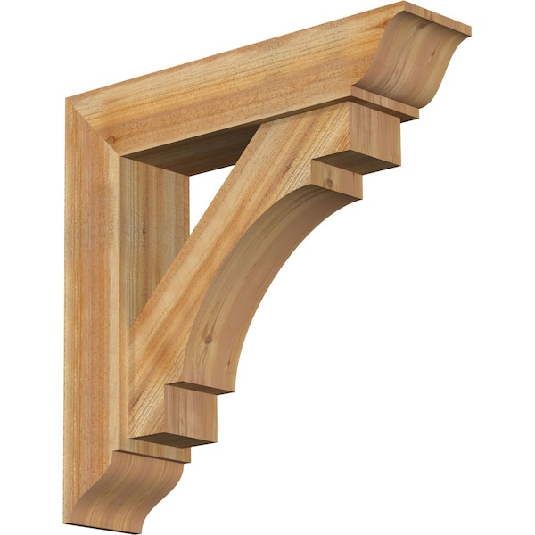 Ekena Millwork Merced Traditional Rough Sawn Bracket w/ Offset Brace, Western Red Cedar, 8"W x 34"D x 34"H BKT0806X34X34MRC01RWR - main